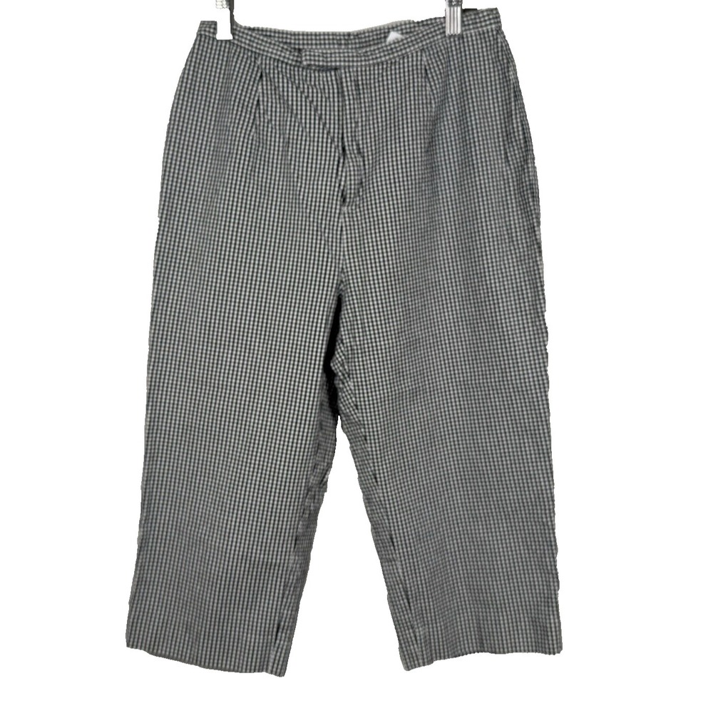 Kim‎ Rogers Women's Size 6 Black & White Gingham Check Cropped Capri Pants